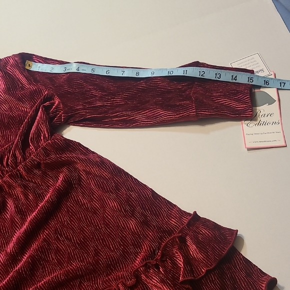Rare Editions Burgundy Velvet Kids Dress - Picture 9 of 10